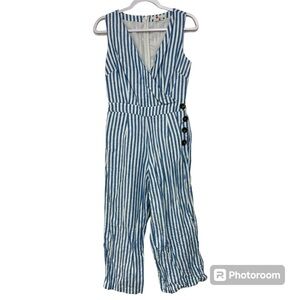 Women’s Boden Dorthea Striped Wife Leg Crop Jumpsuit Linen & Cotton